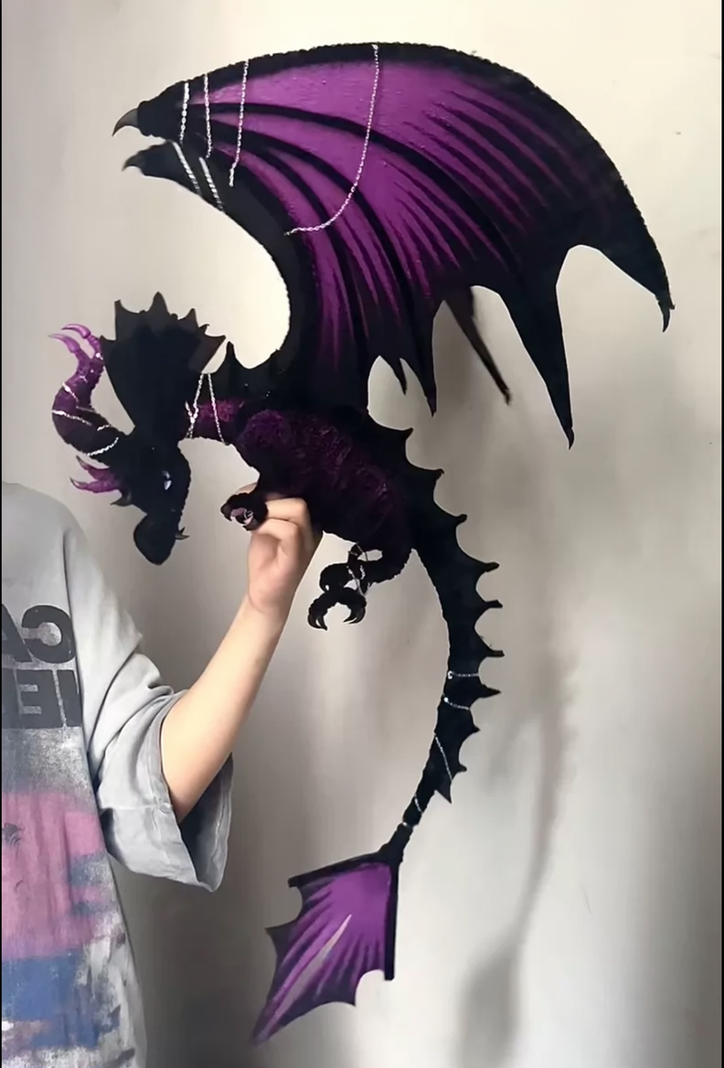 Purple-and-Black Pipe Cleaner Dragon