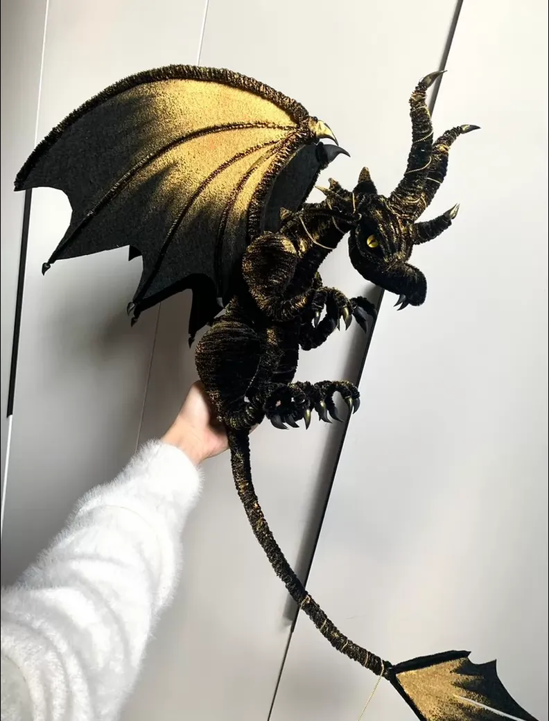 Black-and-Gold Pipe Cleaner Dragon
