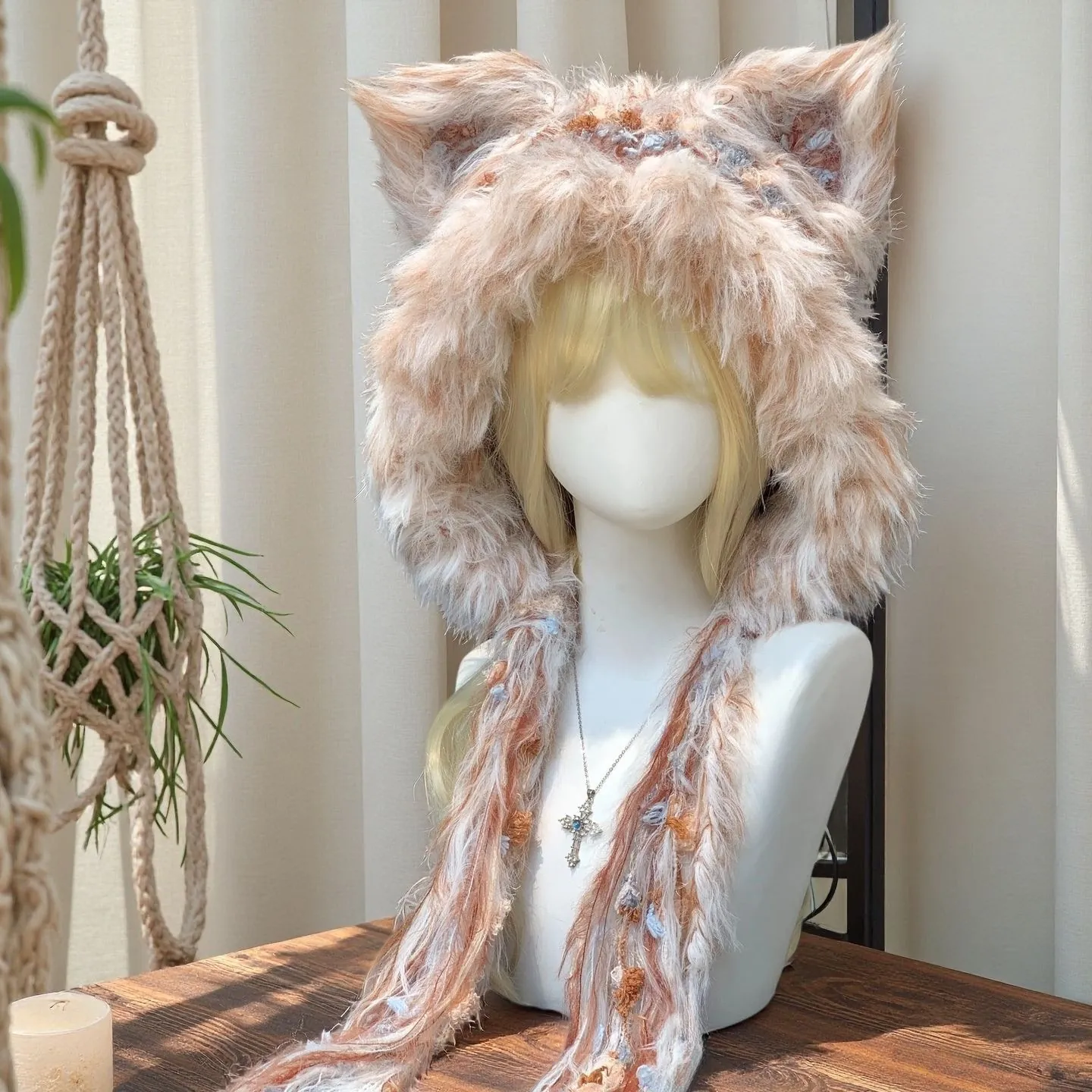Milk Cat Handmade Long-Pile Cat-Ear Hat