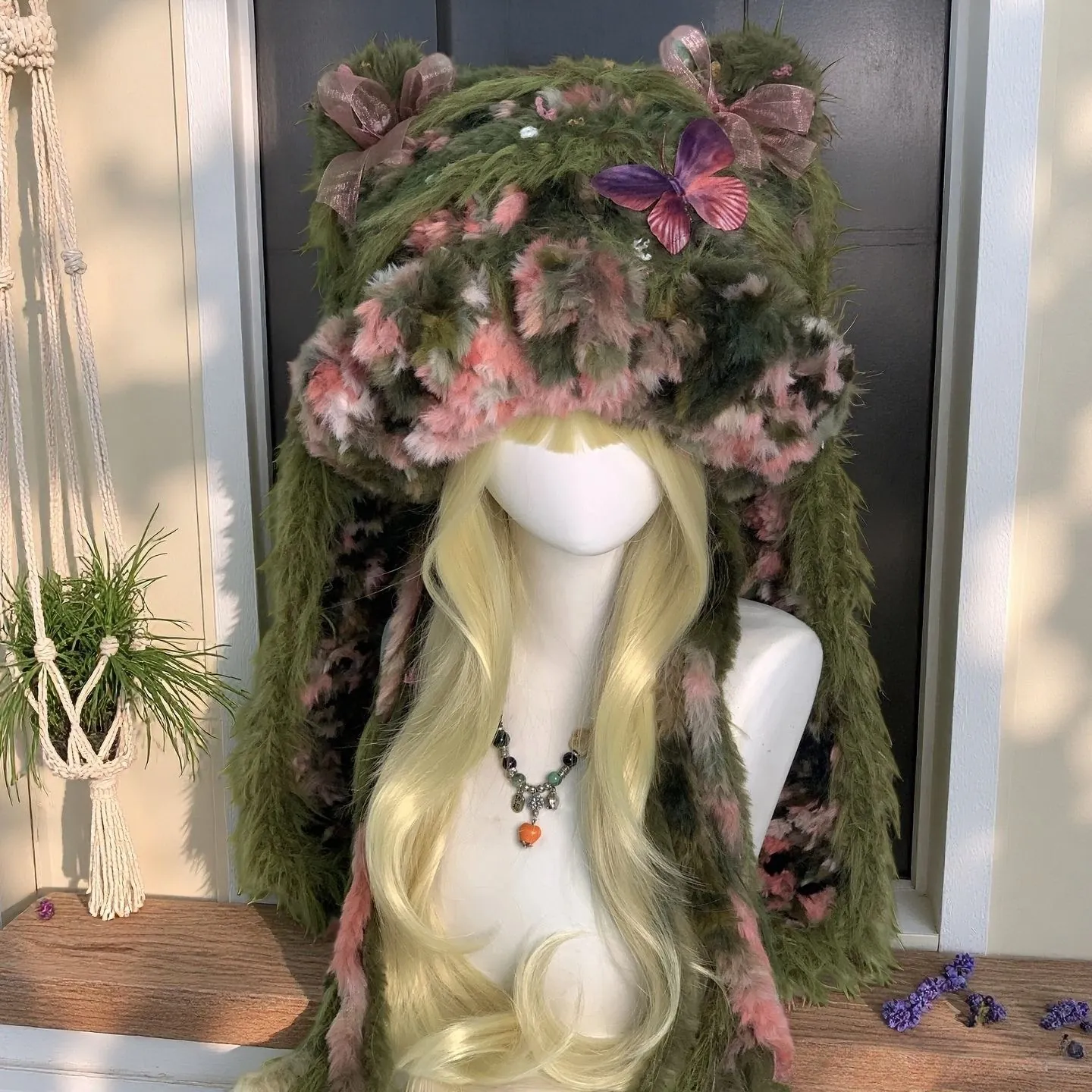 Mossberry Bear Handmade Long-Pile Bear-Ear Hat